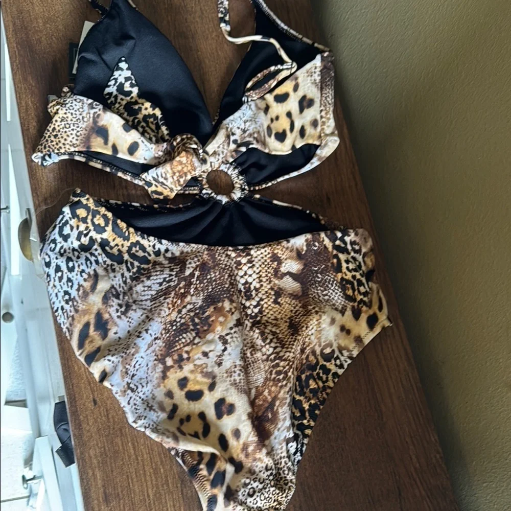 Leopard Print Cutout Swimsuit